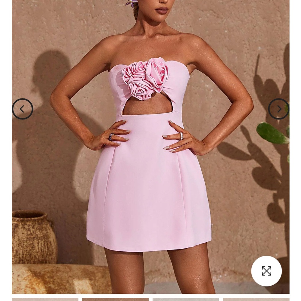 Elegant Pink Strapless Mini Dress